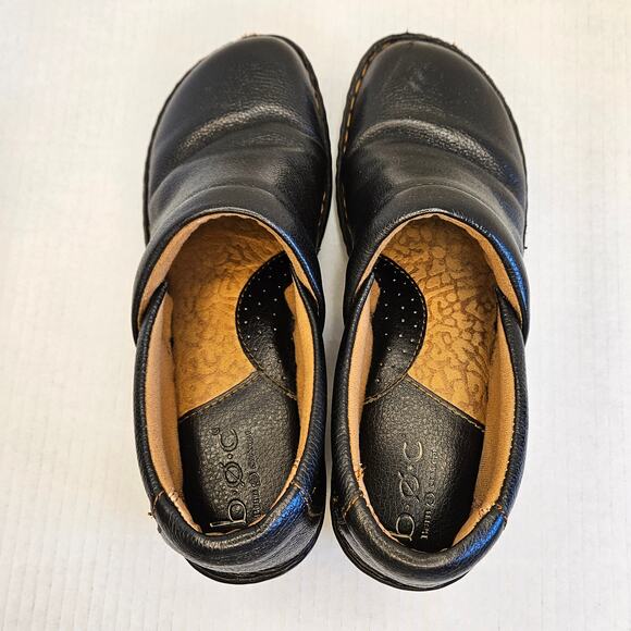 Women's Black Textured Leather B.O.C. Peggy Slip On Platform Clogs Size 8/39 - Picture 4 of 14